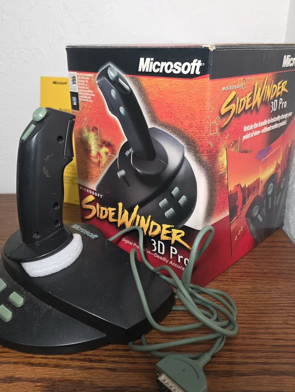 Vintage Microsoft Side Winder 3D Pro PC Joystick Flight Stick 15- Pin Non-USB